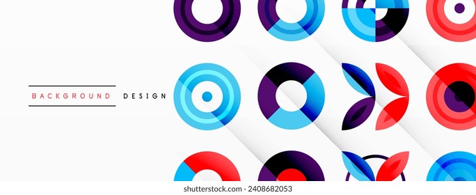 Colorful circles in a grid composition abstract background. Design for wallpaper, banner, background, landing page, wall art, invitation, prints, posters