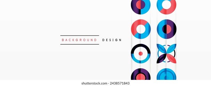 Círculos coloridos en un fondo abstracto de composición de cuadrícula. Diseño para papel pintado, banner, fondo, página de destino, arte de la pared, invitación, impresiones, carteles