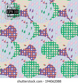 Colorful circles with grids in vector format. Seamless background.
