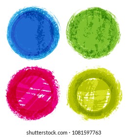 Colorful circles in grunge style.Vector round banners.
