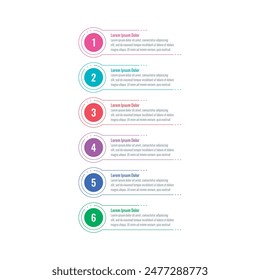 Plantilla infográfica de colorido circles. Infografía Plantilla para la industria, la educación, los negocios y la ciencia. Revista, Plantilla de información del informe anual. Plantilla de información en seis pasos