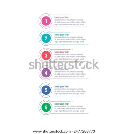 colorful circles infographic template. Infographic template for industry, education, business and science. Magazine, annual report information template. six steps information template