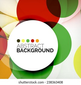 Colorful circles modern abstract composition with shadows and text. Geometric background