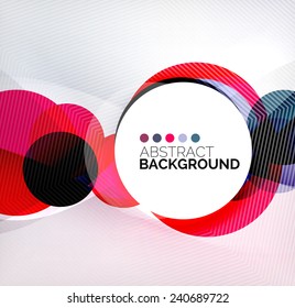Colorful circles modern abstract composition with shadows and text. Geometric background