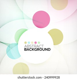 Colorful circles modern abstract composition with shadows and text. Geometric background