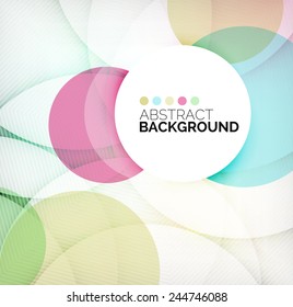 Colorful circles modern abstract composition with shadows and text. Geometric background