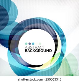Colorful circles modern abstract composition with shadows and text. Geometric background