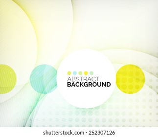 Colorful circles modern abstract composition with shadows and text. Geometric background