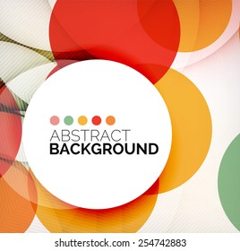 Colorful circles modern abstract composition with shadows and text. Geometric background