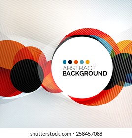 Colorful circles modern abstract composition with shadows and text. Geometric background