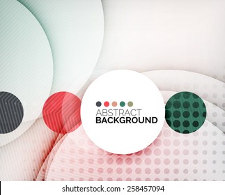 Colorful circles modern abstract composition with shadows and text. Geometric background