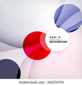 Colorful circles modern abstract composition with shadows and text. Geometric background