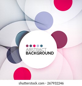 Colorful circles modern abstract composition with shadows and text. Geometric background