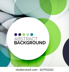Colorful circles modern abstract composition with shadows and text. Geometric background