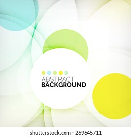 Colorful circles modern abstract composition with shadows and text. Geometric background