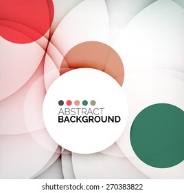 Colorful circles modern abstract composition with shadows and text. Geometric background