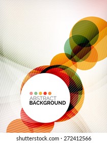Colorful circles modern abstract composition with shadows and text. Geometric background