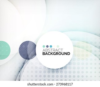 Colorful circles modern abstract composition with shadows and text. Geometric background