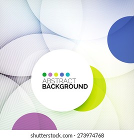 Colorful circles modern abstract composition with shadows and text. Geometric background
