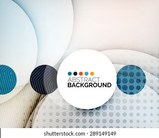 Colorful circles modern abstract composition with shadows and text. Geometric background