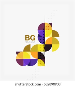 Farbige Kreise verbinden moderne abstrakte Komposition mit Text. Geometrischer Hintergrund. Vektorvorlagenhintergrund für das Workflowlayout, -diagramm, -nummeroptionen oder Webdesign