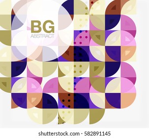 Colorful circles modern abstract composition with text. Geometric background. Vector template background for workflow layout, diagram, number options or web design