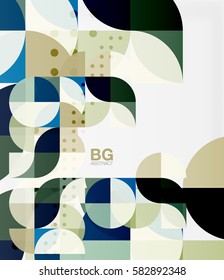 Coloridos círculos composición abstracta moderna con texto. Fondo geométrico. Fondo de plantilla de vector para diseño de flujo de trabajo, diagrama, opciones de número o diseño web
