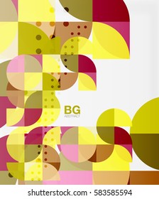 Colorful circles modern abstract composition with text. Geometric background. Vector template background for workflow layout, diagram, number options or web design