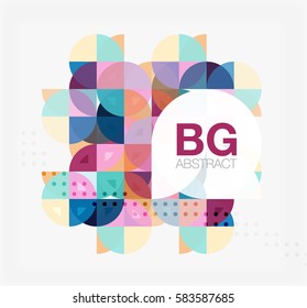 Colorful circles modern abstract composition with text. Geometric background. Vector template background for workflow layout, diagram, number options or web design