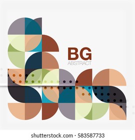 Colorful circles modern abstract composition with text. Geometric background. Vector template background for workflow layout, diagram, number options or web design