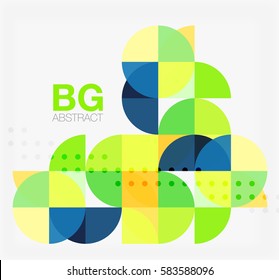 Colorful circles modern abstract composition with text. Geometric background. Vector template background for workflow layout, diagram, number options or web design