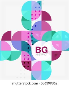 Colorful circles modern abstract composition with text. Geometric background. Vector template background for workflow layout, diagram, number options or web design