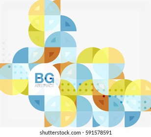 Farbige Kreise verbinden moderne abstrakte Komposition mit Text. Geometrischer Hintergrund. Vektorvorlagenhintergrund für das Workflowlayout, -diagramm, -nummeroptionen oder Webdesign