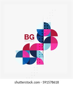 Colorful circles modern abstract composition with text. Geometric background. Vector template background for workflow layout, diagram, number options or web design