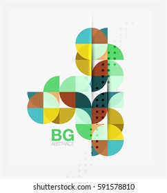Colorful circles modern abstract composition with text. Geometric background. Vector template background for workflow layout, diagram, number options or web design