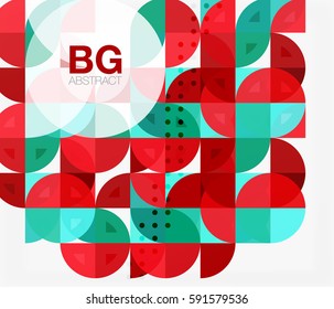 Colorful circles modern abstract composition with text. Geometric background. Vector template background for workflow layout, diagram, number options or web design