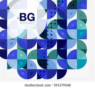 Colorful circles modern abstract composition with text. Geometric background. Vector template background for workflow layout, diagram, number options or web design