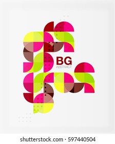 Colorful circles modern abstract composition with text. Geometric background. Vector template background for workflow layout, diagram, number options or web design