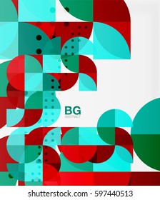 Colorful circles modern abstract composition with text. Geometric background. Vector template background for workflow layout, diagram, number options or web design