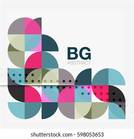 Colorful circles modern abstract composition with text. Geometric background. Vector template background for workflow layout, diagram, number options or web design
