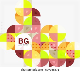Farbige Kreise verbinden moderne abstrakte Komposition mit Text. Geometrischer Hintergrund. Vektorvorlagenhintergrund für das Workflowlayout, -diagramm, -nummeroptionen oder Webdesign