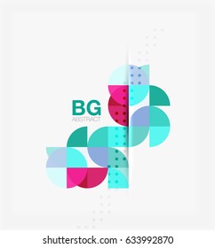 Colorful circles modern abstract composition with text. Geometric background. Vector template background for workflow layout, diagram, number options or web design