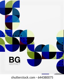 Farbige Kreise verbinden moderne abstrakte Komposition mit Text. Geometrischer Hintergrund. Vektorvorlagenhintergrund für das Workflowlayout, -diagramm, -nummeroptionen oder Webdesign