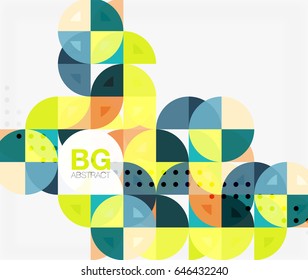 Colorful circles modern abstract composition with text. Geometric background. Vector template background for workflow layout, diagram, number options or web design