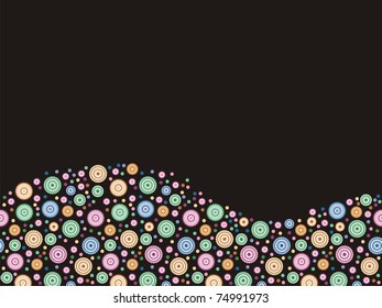 Colorful circles on black background with space for your text