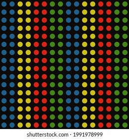 Colorful circles ornament. Vector double circles multicolor pattern. Blue, yellow, red and green circles make simple wallpaper or ornament.
