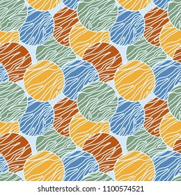 Colorful circles with patterns. Seamless vector background.