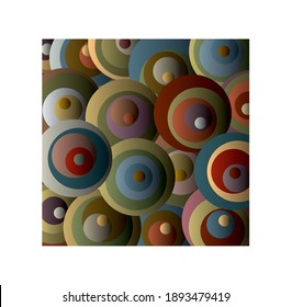 Colorful circles in random moved loose order, with gradual shaded linear overlay