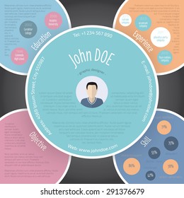 Colorful circles resume curriculum vitae cv template design