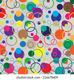 Colorful Circles seamless pattern. Abstract geometric background